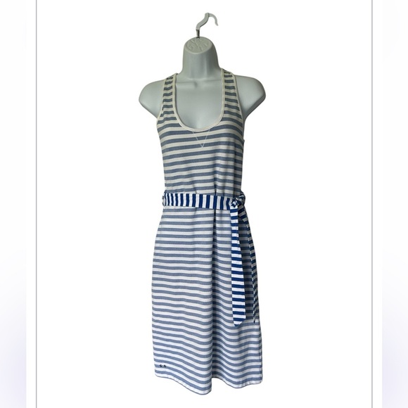 Converse Belted Tank Dress Blue and White Stripes Nautical Excellent Size XS - Picture 1 of 9